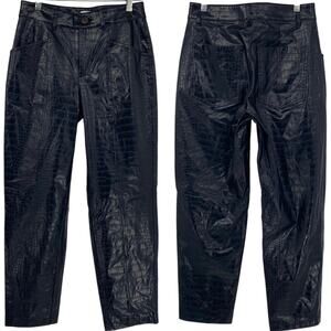NEW A NEW DAY Reptile Print Tapered Leg Faux Leather Pants Black Size 2 Chic